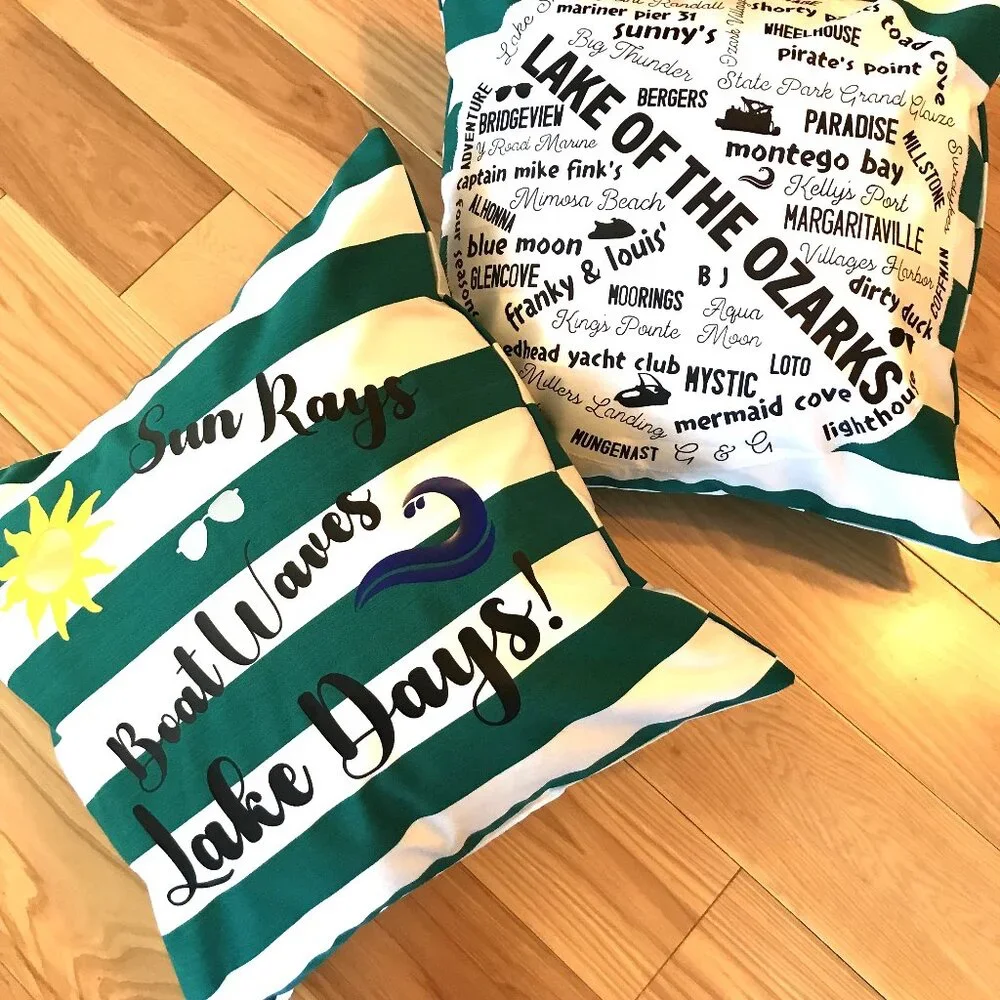 Summer Lake House Pillow Cover, 18 x 18, Boating Theme Cabin Decor